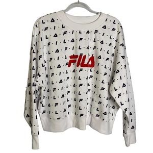 Fila All Over logo‎ White Sweatshirt Sz 2X